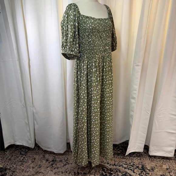 NWT Lulus ‘Strolls With You’ Olive Green Floral Print Puff Sleeve Maxi Dress 3X - Picture 15 of 15